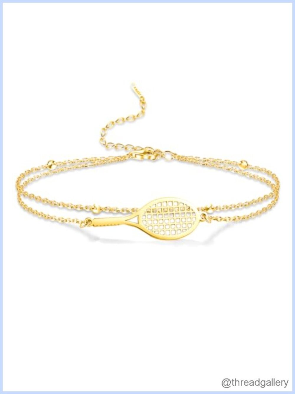 Tennis Racket Bracelet Stainless Steel Dainty Charm Bangle Sport Jewelry Gift